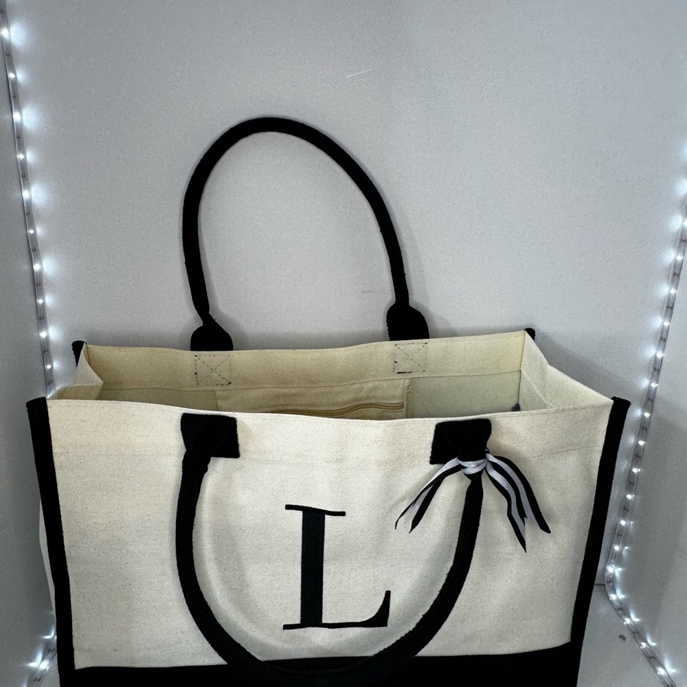 Elegant Black and Cream Tote Bag